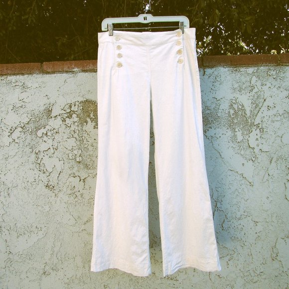 Studio M white  linen blend sailor pants 10 - Picture 1 of 7